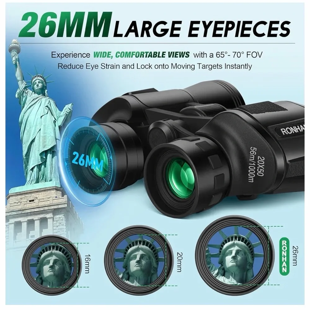 Black Binoculars for Adults High Powered